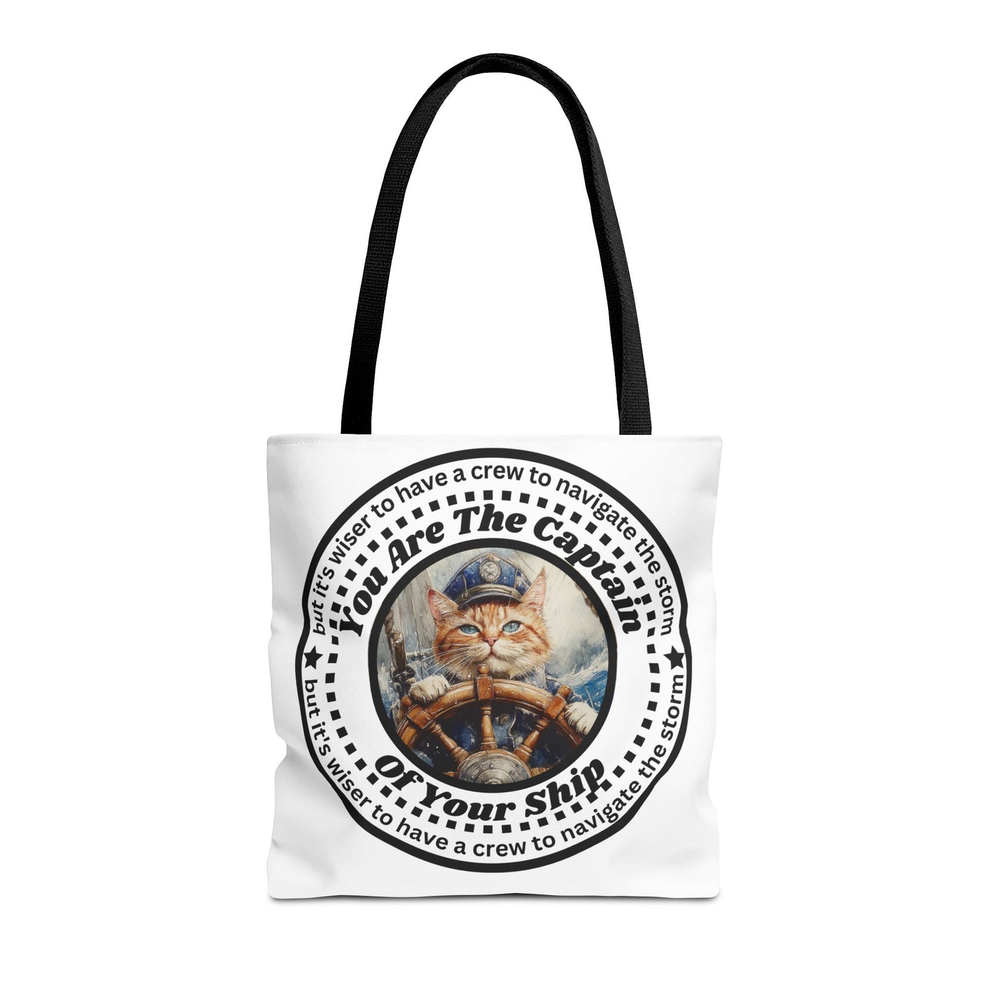Cat Lover Tote Bag "You Are The Captain of Your Ship", Motivational Cat Lover Tote