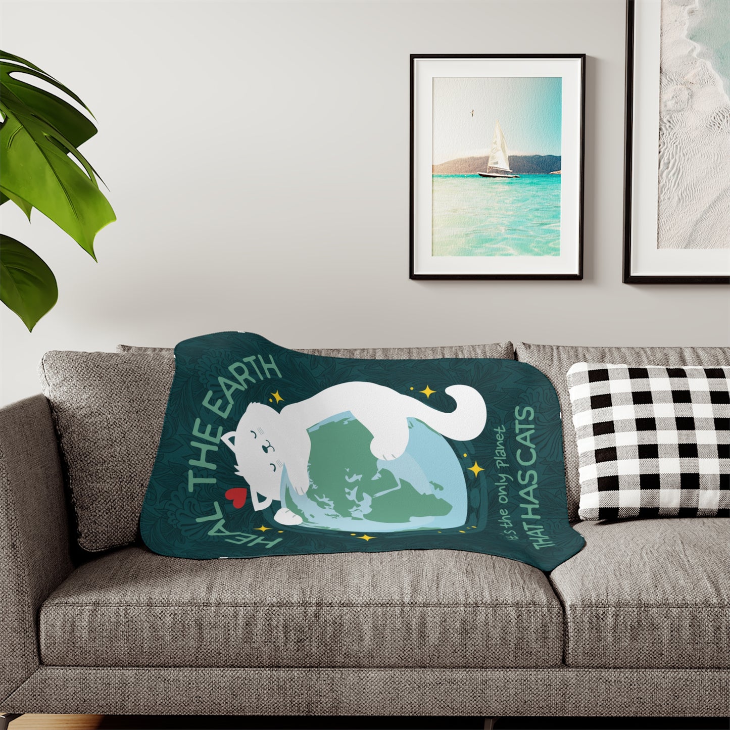 Heal The Earth Cat Lover Sherpa Blanket – Feline Warmth Meets Earthy Charm
