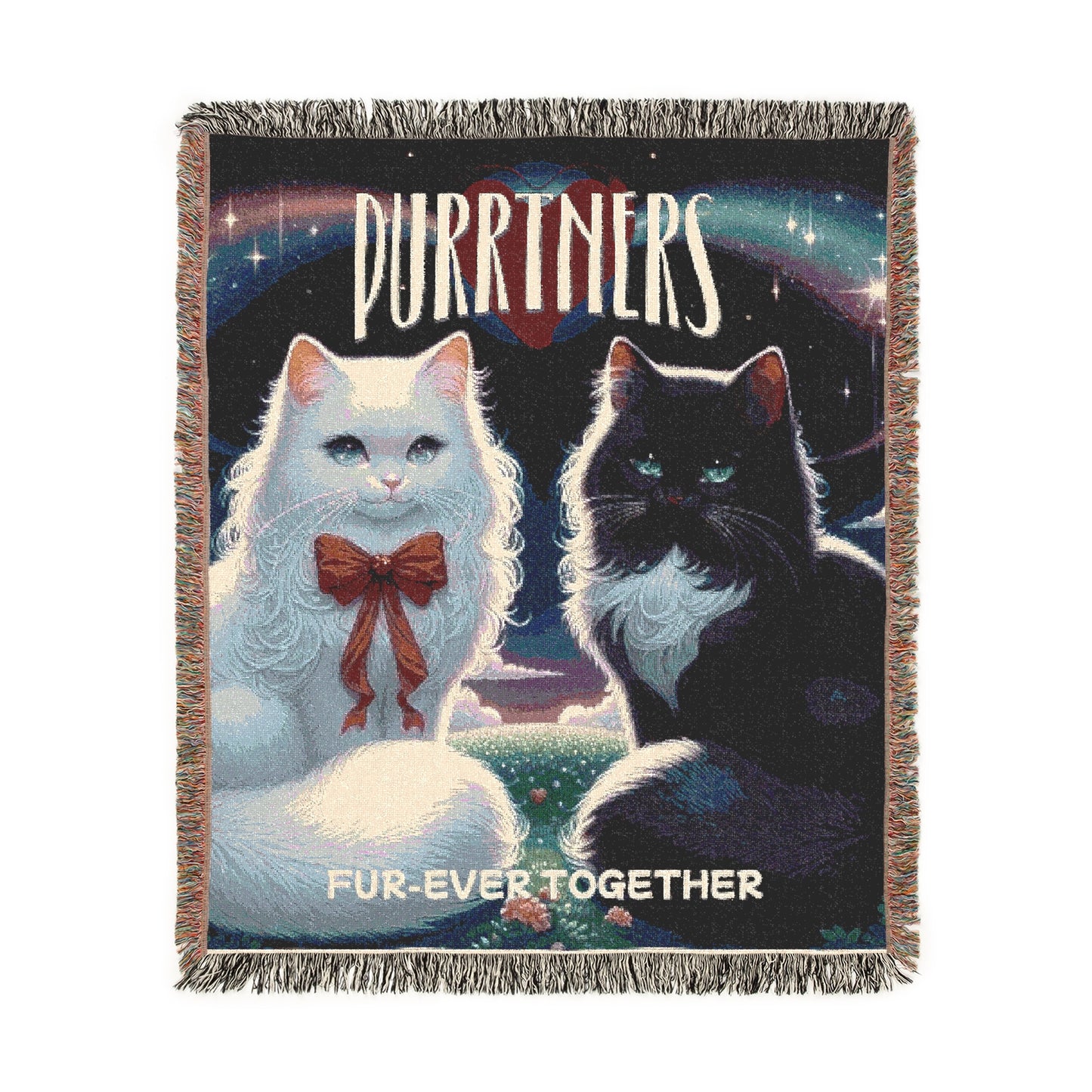 Purrtners, Fur-ever Together Woven Blanket  | Cozy Cat Lover’s Home Décor