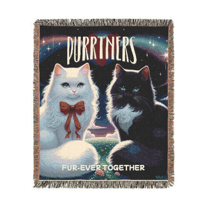 Purrtners, Fur-ever Together Woven Blanket  | Cozy Cat Lover’s Home Décor