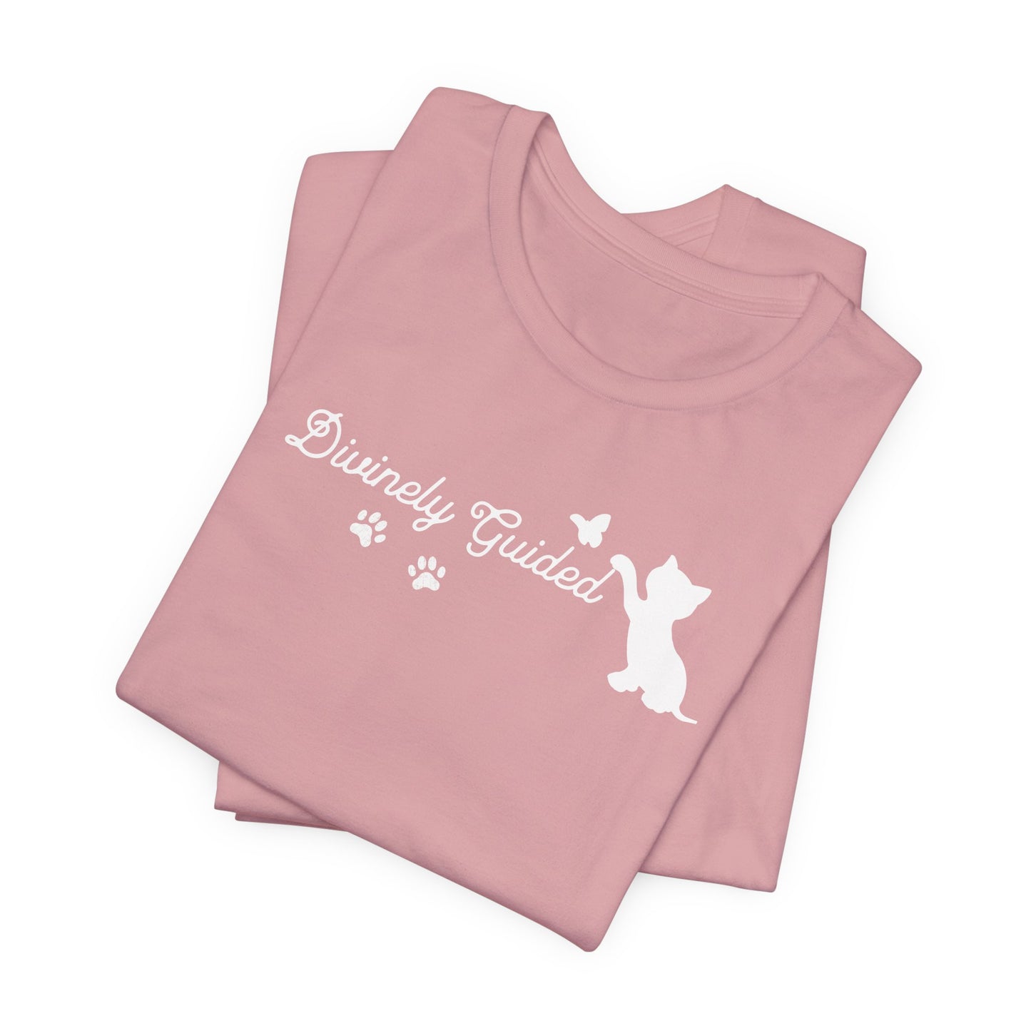 Divinely Guided Cat Lover T-Shirt – Stylish Tee with Paw Prints & Cat Design