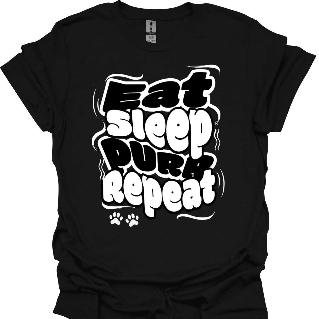 Eat Sleep Purr Repeat T-Shirt – Fun & Cozy Design for Cat Lovers | Unisex Tee