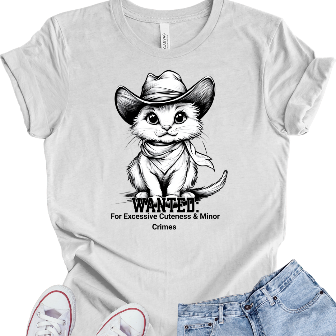 Cowboy Cat Unisex Tee - Wanted: For Excessive Cuteness & Minor Crimes