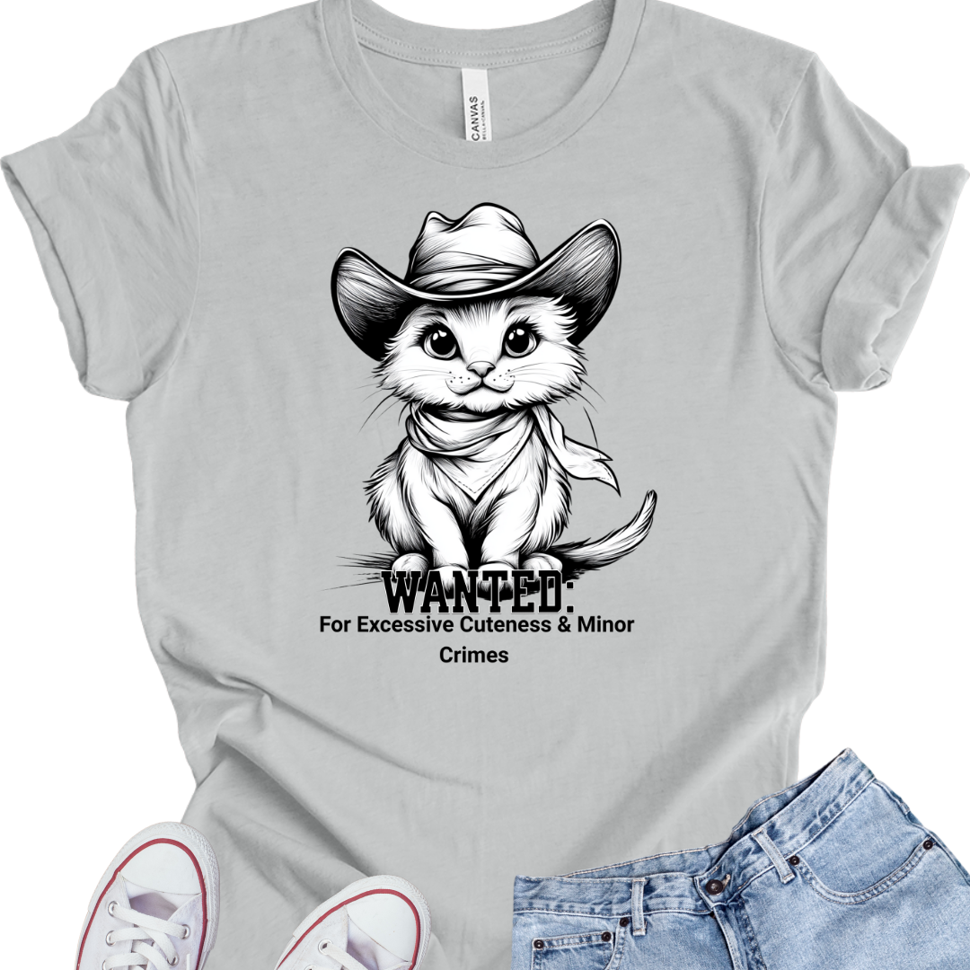 Cowboy Cat Unisex Tee - Wanted: For Excessive Cuteness & Minor Crimes